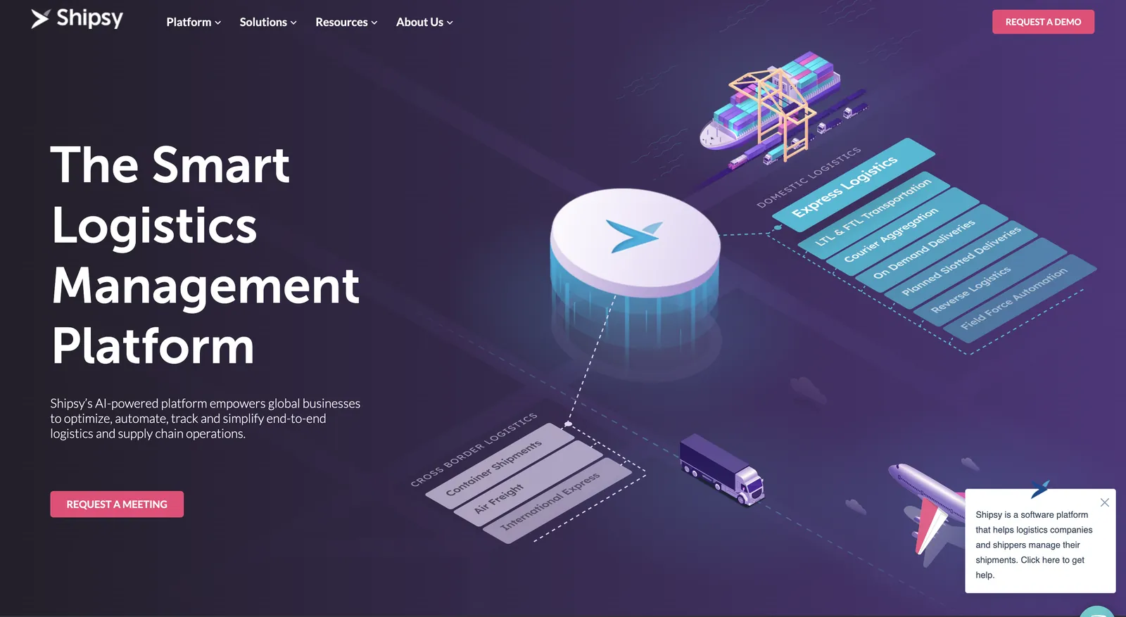 The Shipsy smart logistics management platform marketing site